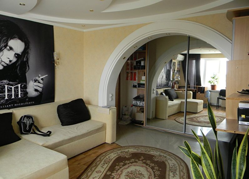 Арка из гипсокартона в интерьере гостиной — дизайн