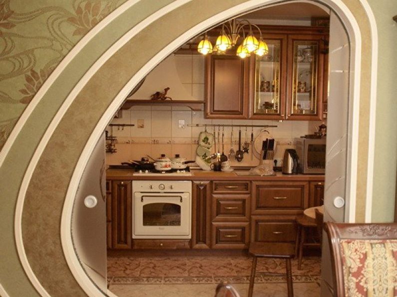 Фасонная арка из гипсокартона на кухне — дизайн