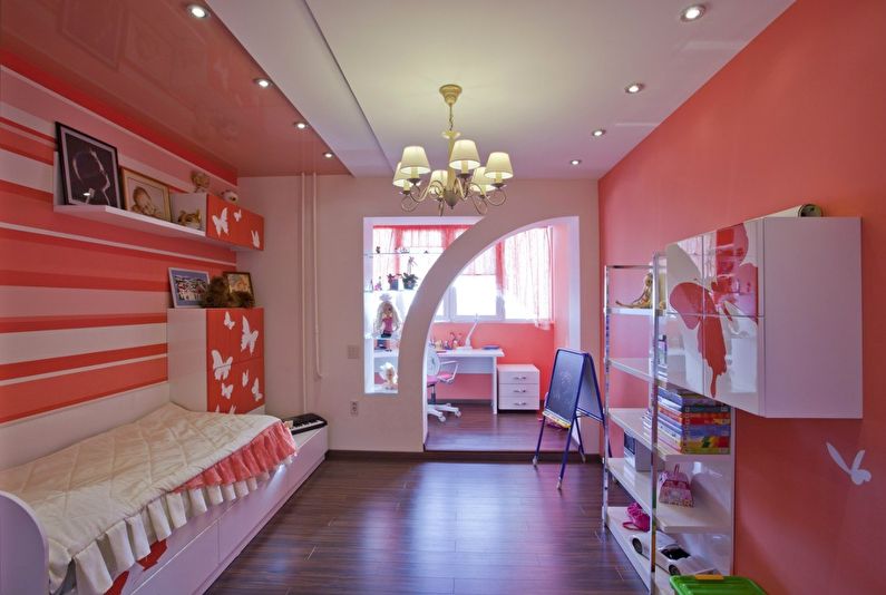 Фигурная арка из гипсокартона в детской комнате — дизайн
