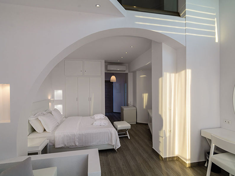 Круглая арка из гипсокартона в спальне — дизайн