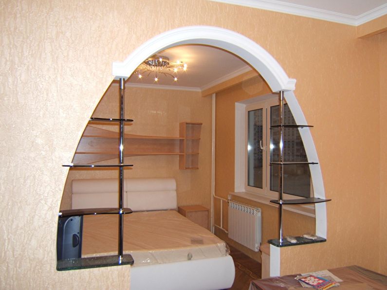 Фасонная арка из гипсокартона в спальне — дизайн