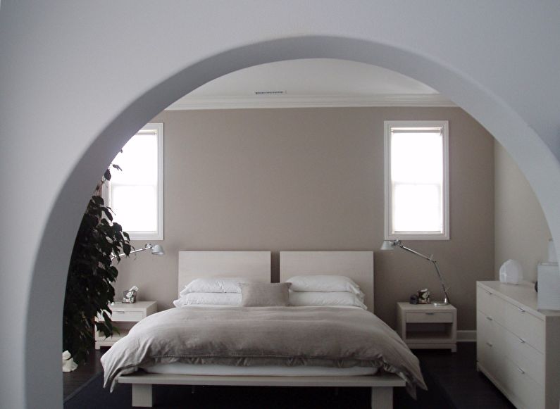 Межкомнатная арка из гипсокартона в спальне — дизайн