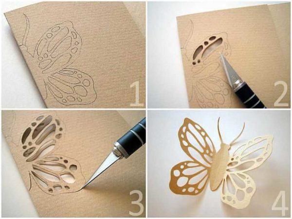 Как сделать раскрытую бабочку из бумаги - процесс в фото