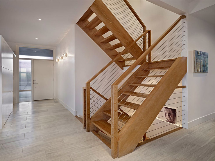 Двойная деревянная лестница с площадкой 170 своими руками