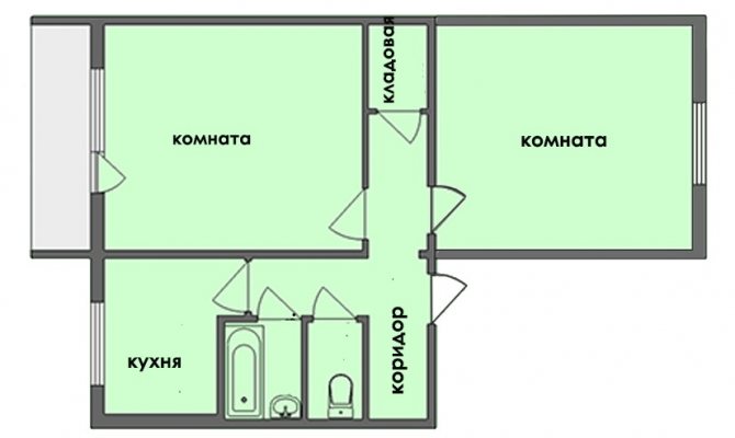 Планировка двухкомнатной брежневской квартиры площадью 70 кв