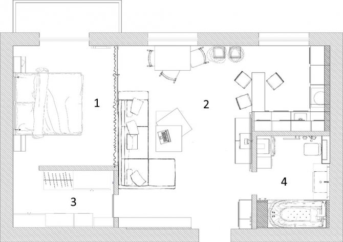 Схема переделки сталинки 70 кв м в однокомнатную квартиру